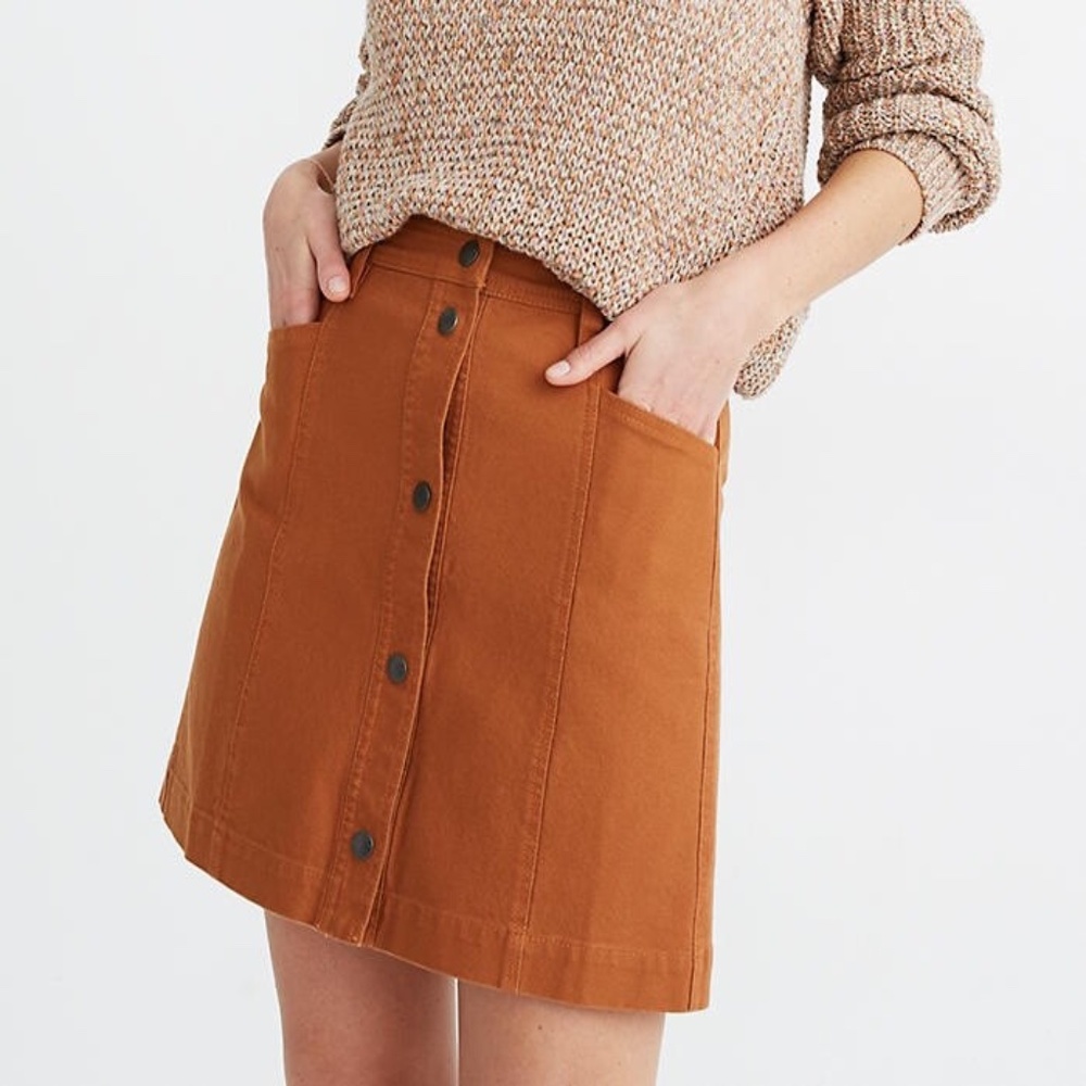 Madewell button up skirt A-Line Pocket Mini with pockets burnt orange - size 2